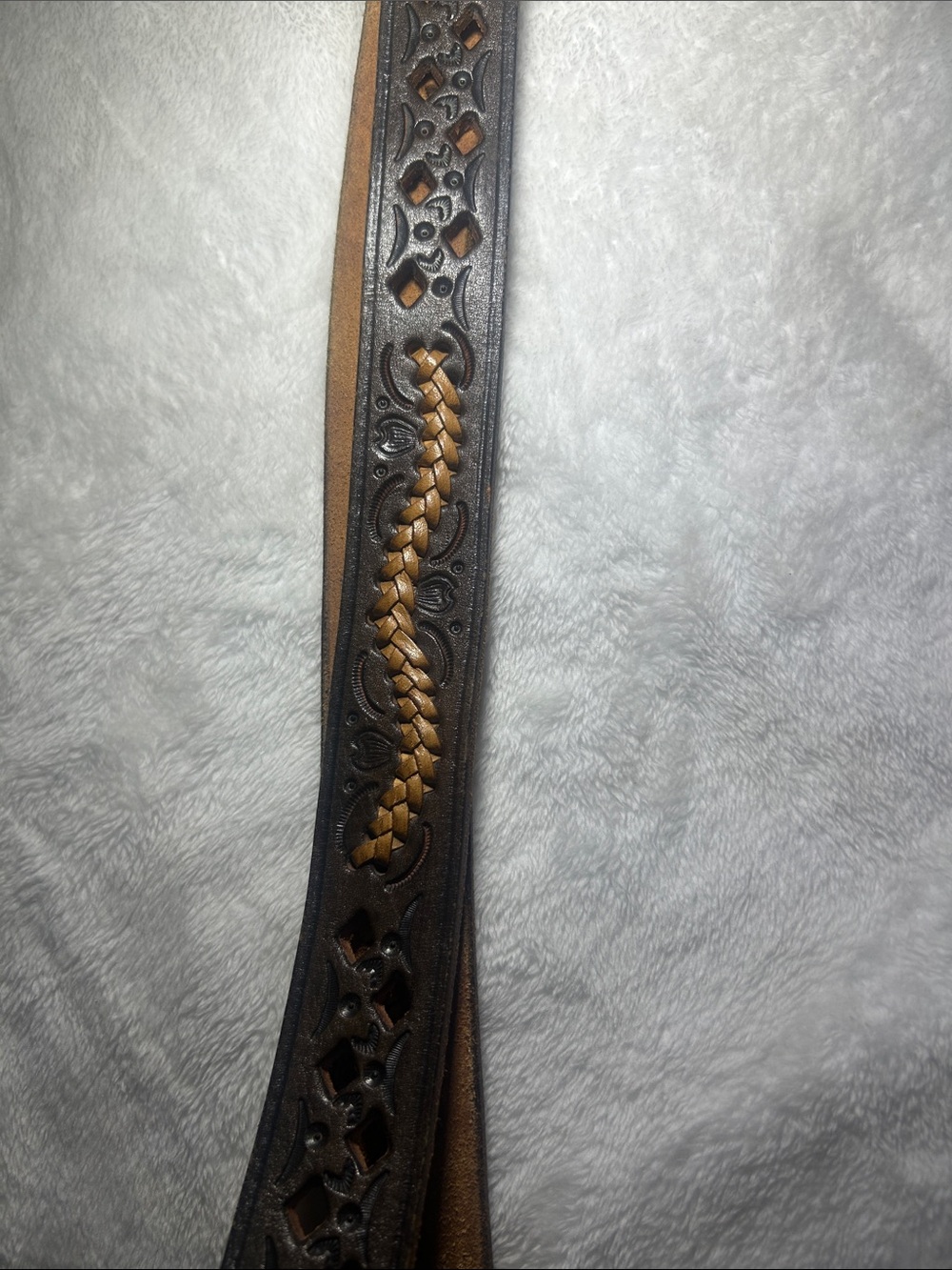 Braided Two-Tone Leather Men's Belt - Brown/Black